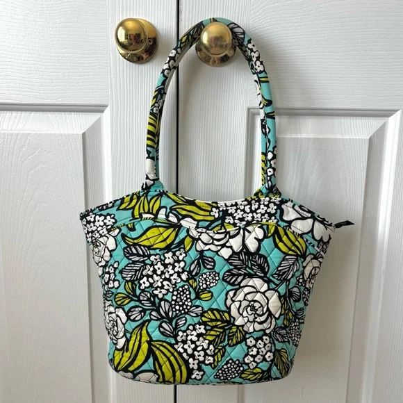 VERA BRADLEY SWEETHEART SHOULDER BAG Purse ISLAND BLOOMS Floral Teal/Green - Picture 3 of 13